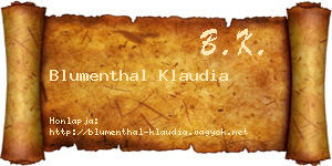 Blumenthal Klaudia névjegykártya